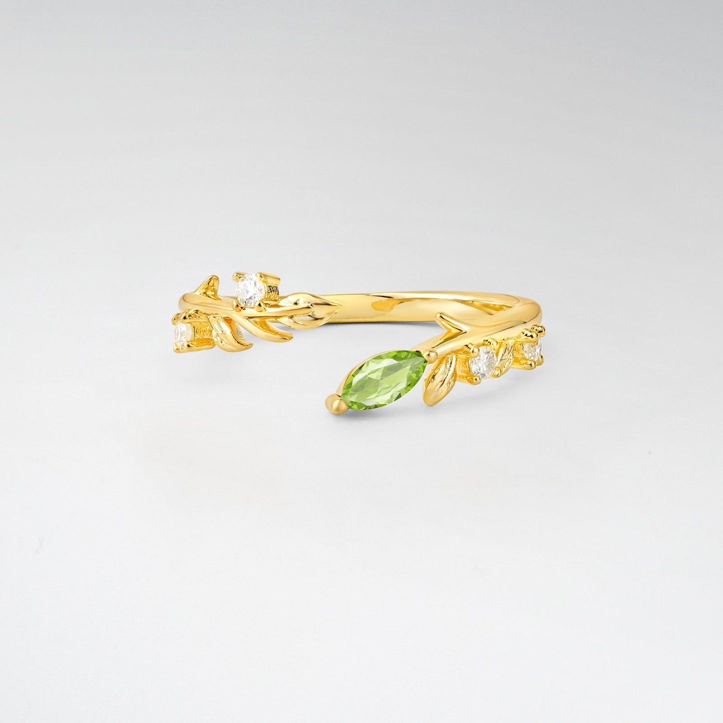 Nature-Inspired Marquise Cut Peridot Open Wedding Ring - product view1