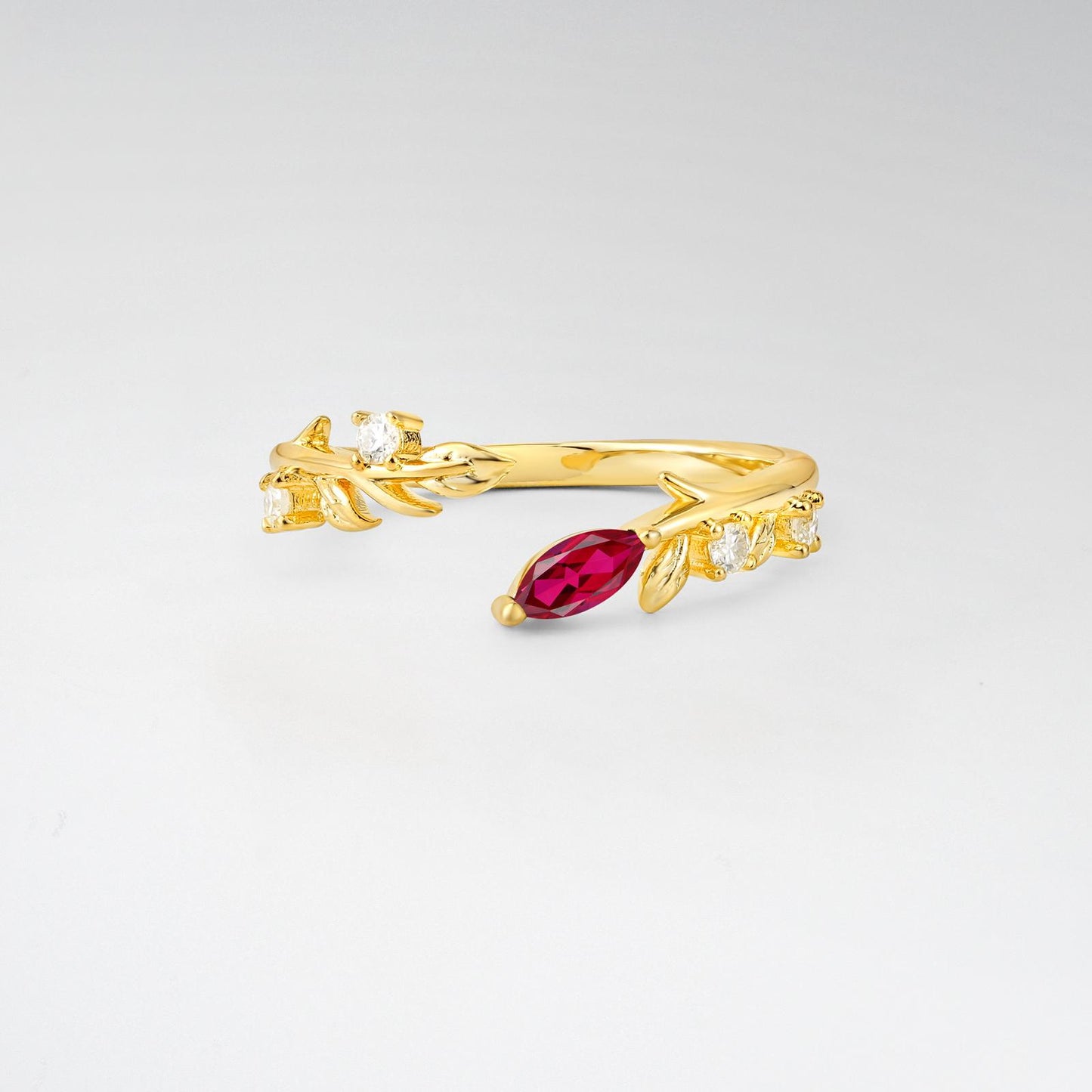 Nature-Inspired Marquise Cut Ruby Open Wedding Ring - product view1