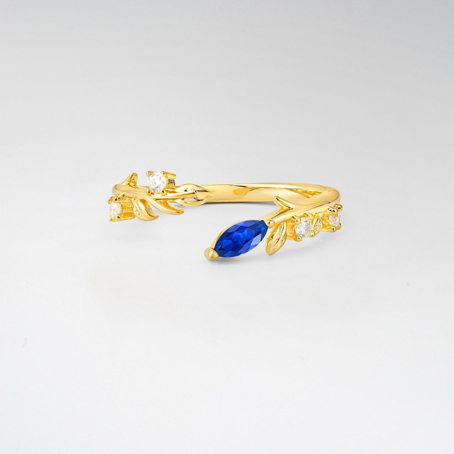 Nature-Inspired Marquise Cut Sapphire Open Wedding Ring - product view1