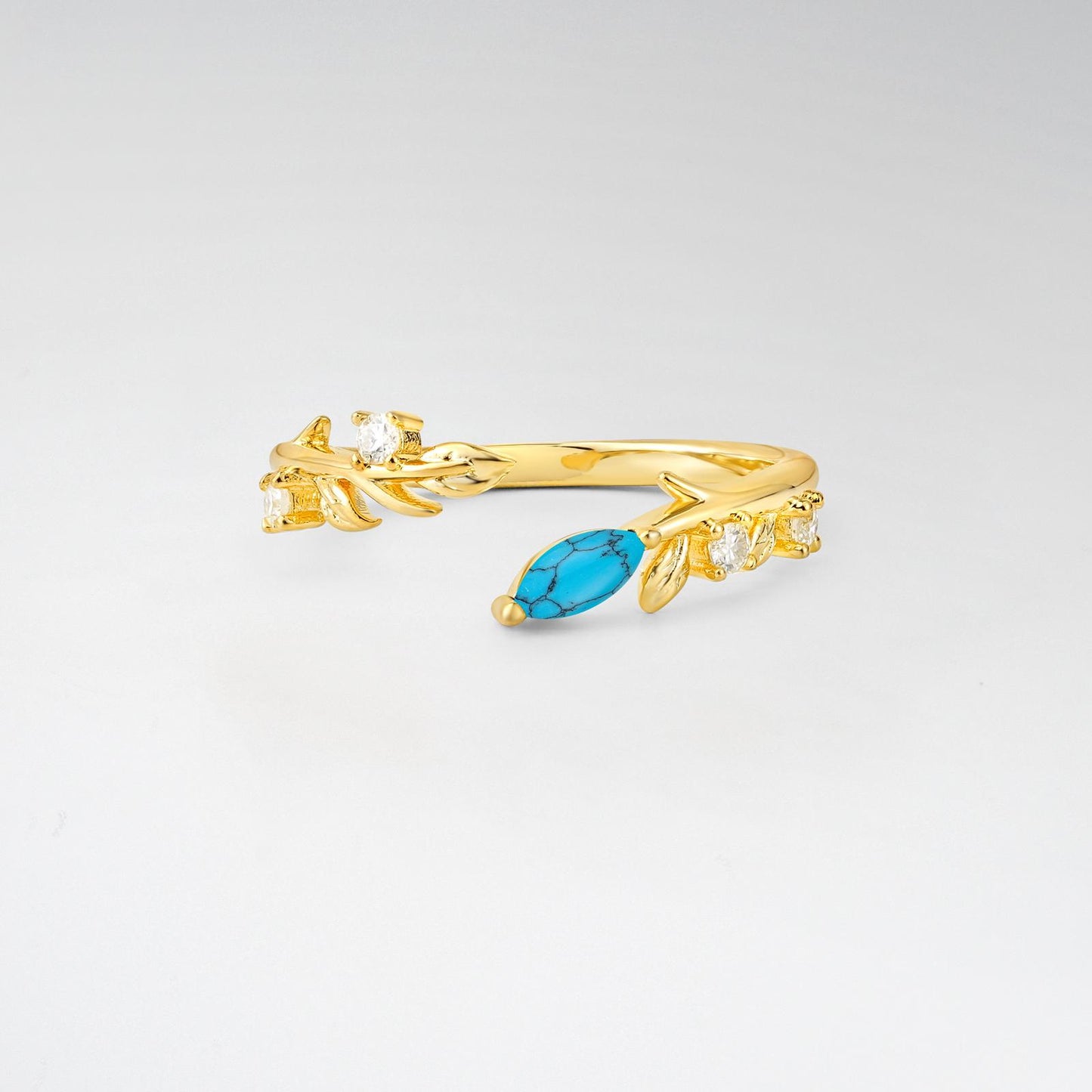 Nature-Inspired Marquise Cut Turquoise Open Wedding Ring - product view1