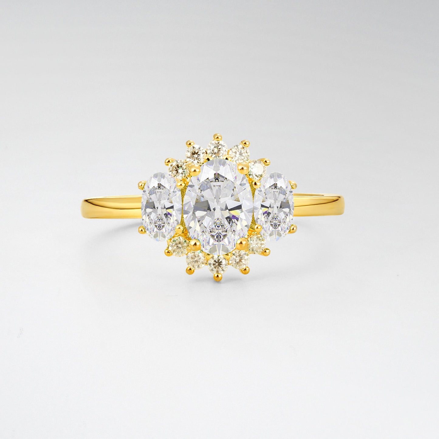 Oval Cut Moissanite Cluster Engagement Ring - product view1