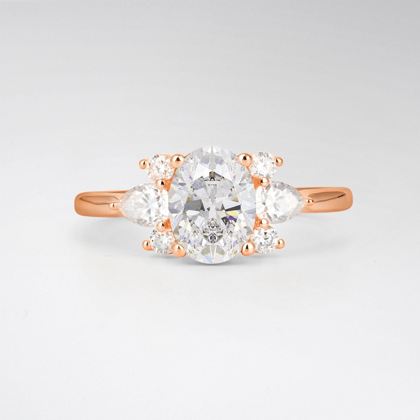 Oval Cut Moissanite Pear Side Stone Engagement Ring - product view1