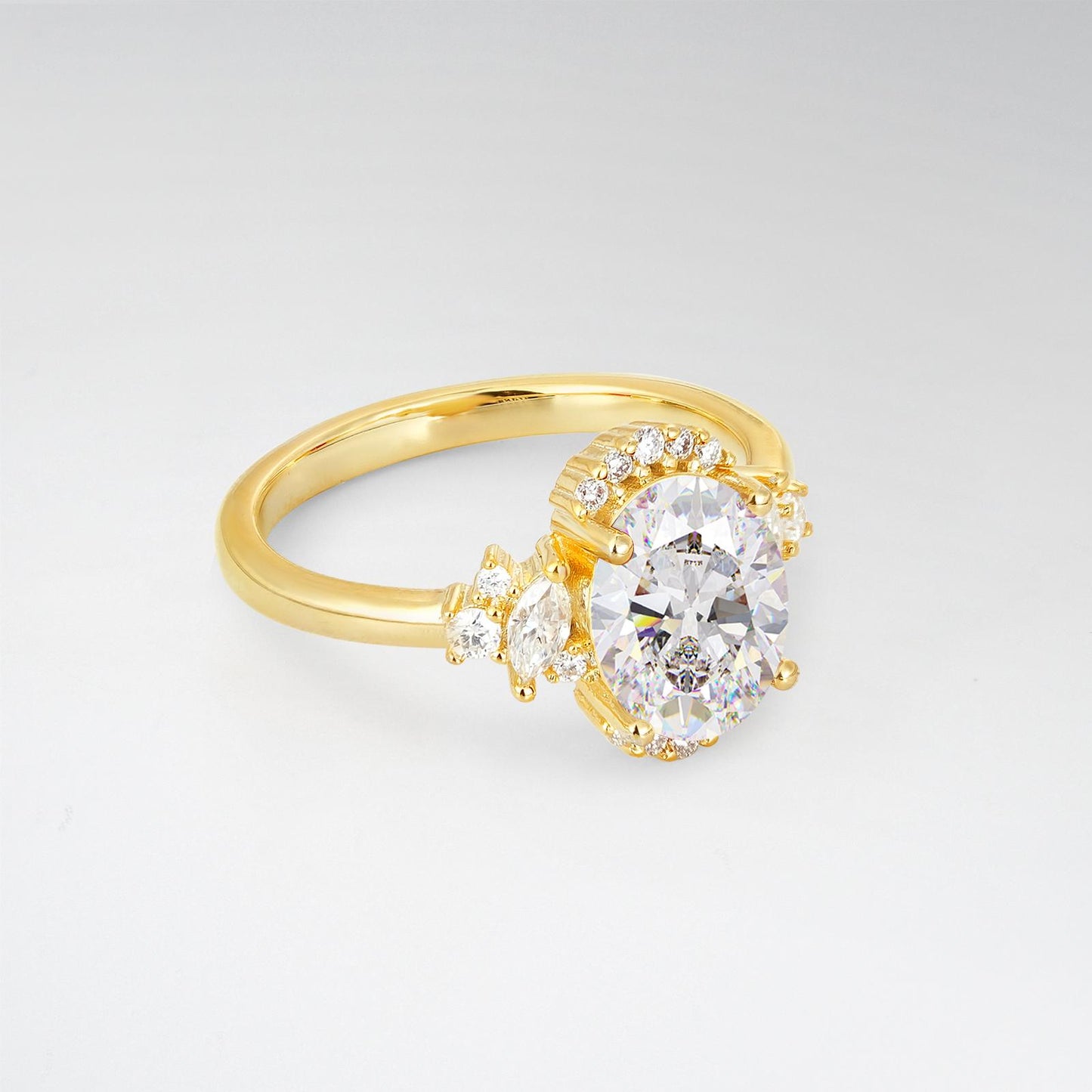 Oval Cut Moissanite Side Stone Engagement Ring - product view2