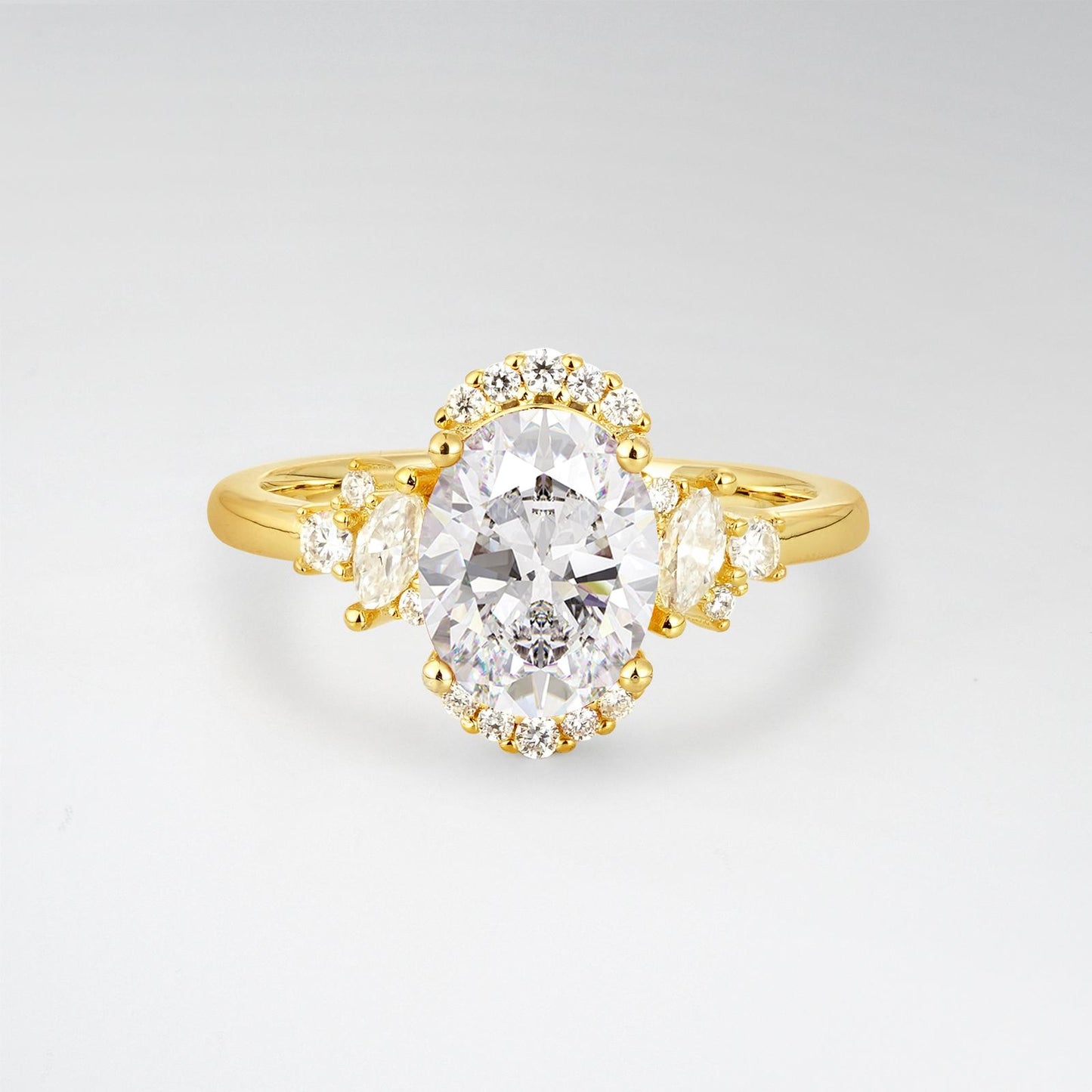 Oval Cut Moissanite Side Stone Engagement Ring - product view1