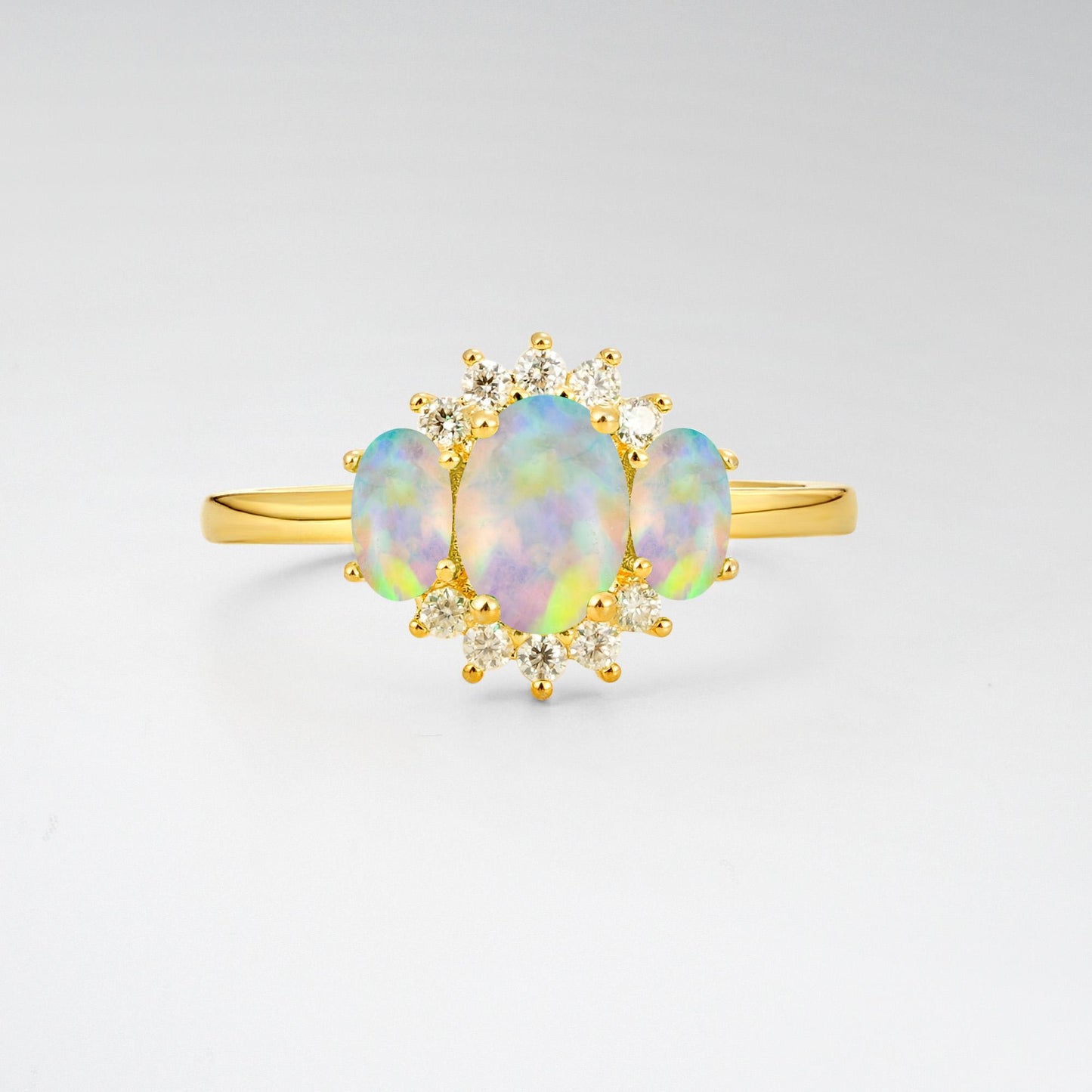 Oval Cut Opal Cluster Engagement Ring - product view1