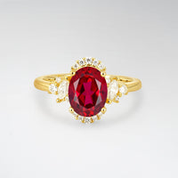 Oval Cut Ruby Side Stone Engagement Ring - product view1