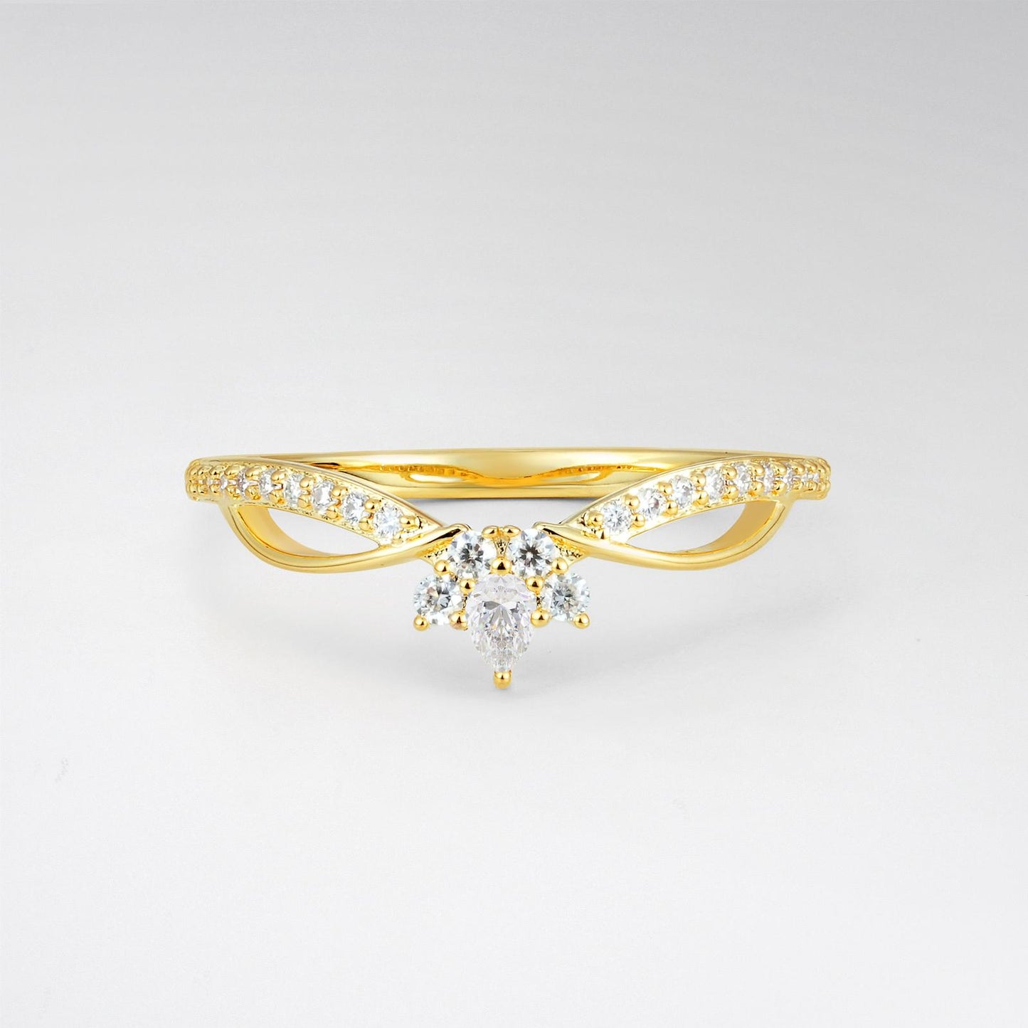 Pear Cut Moissanite Infinity Twist Pavé Wedding Ring - product view1