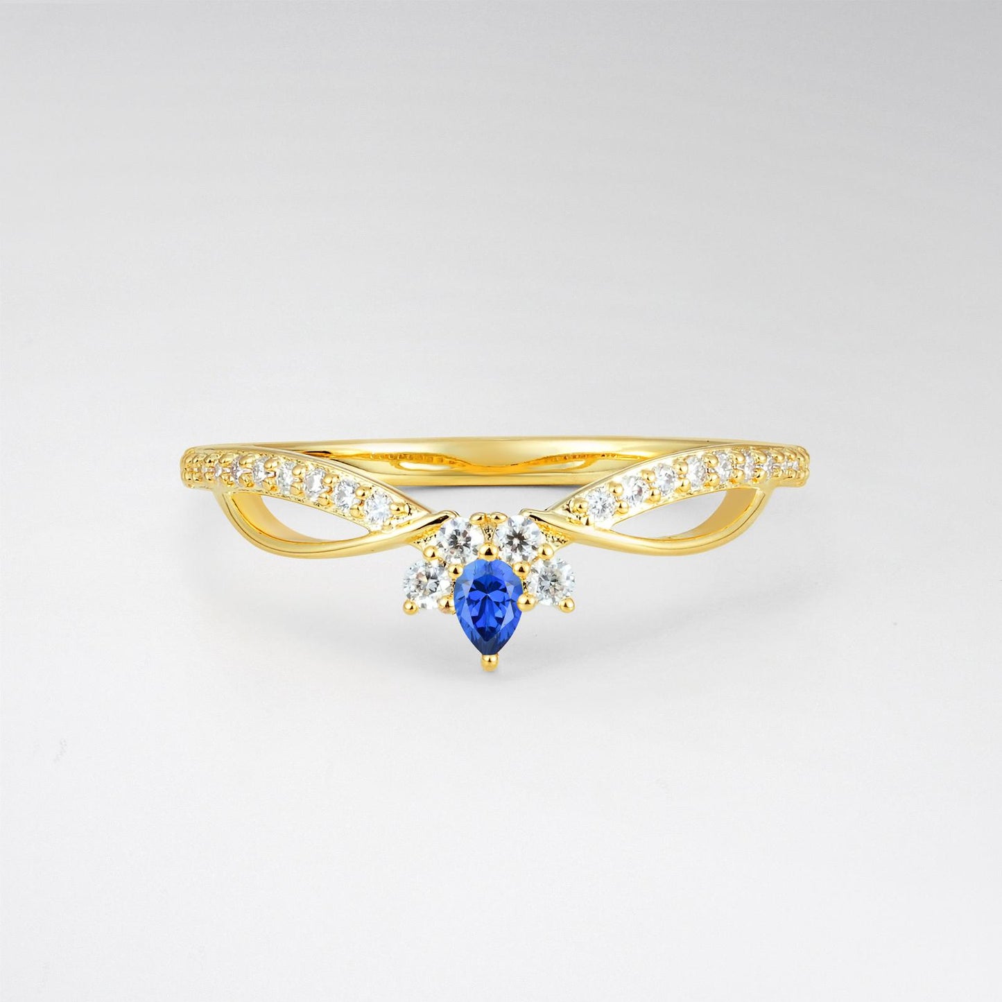 Pear Cut Sapphire Infinity Twist Pavé Wedding Ring - product view1