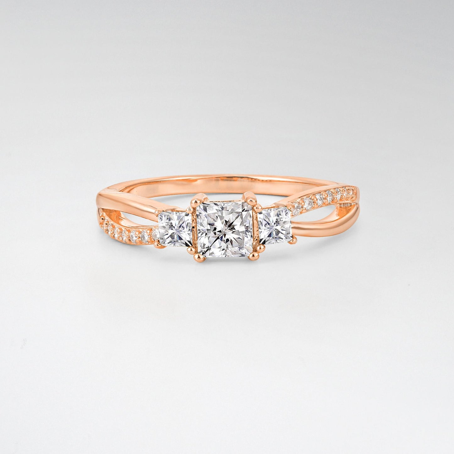 Princess Cut Lab Diamond Three Stone Engagement Ring - product view1