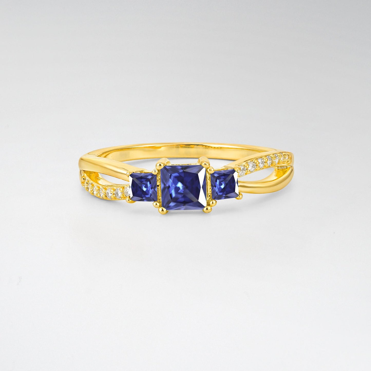 Princess Cut Tanzanite Three Stone Engagement Ring - product view1
