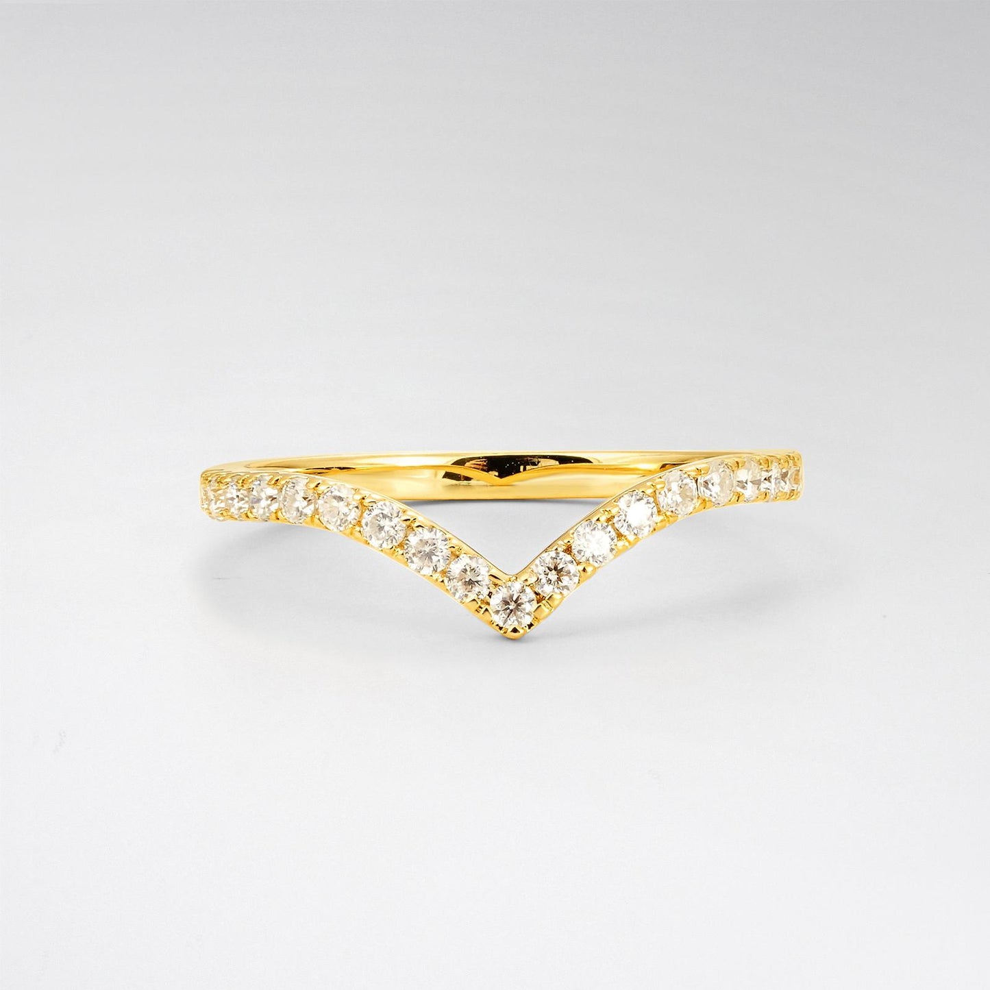 Round Cut Moissanite Chevron Wedding Band - product view1