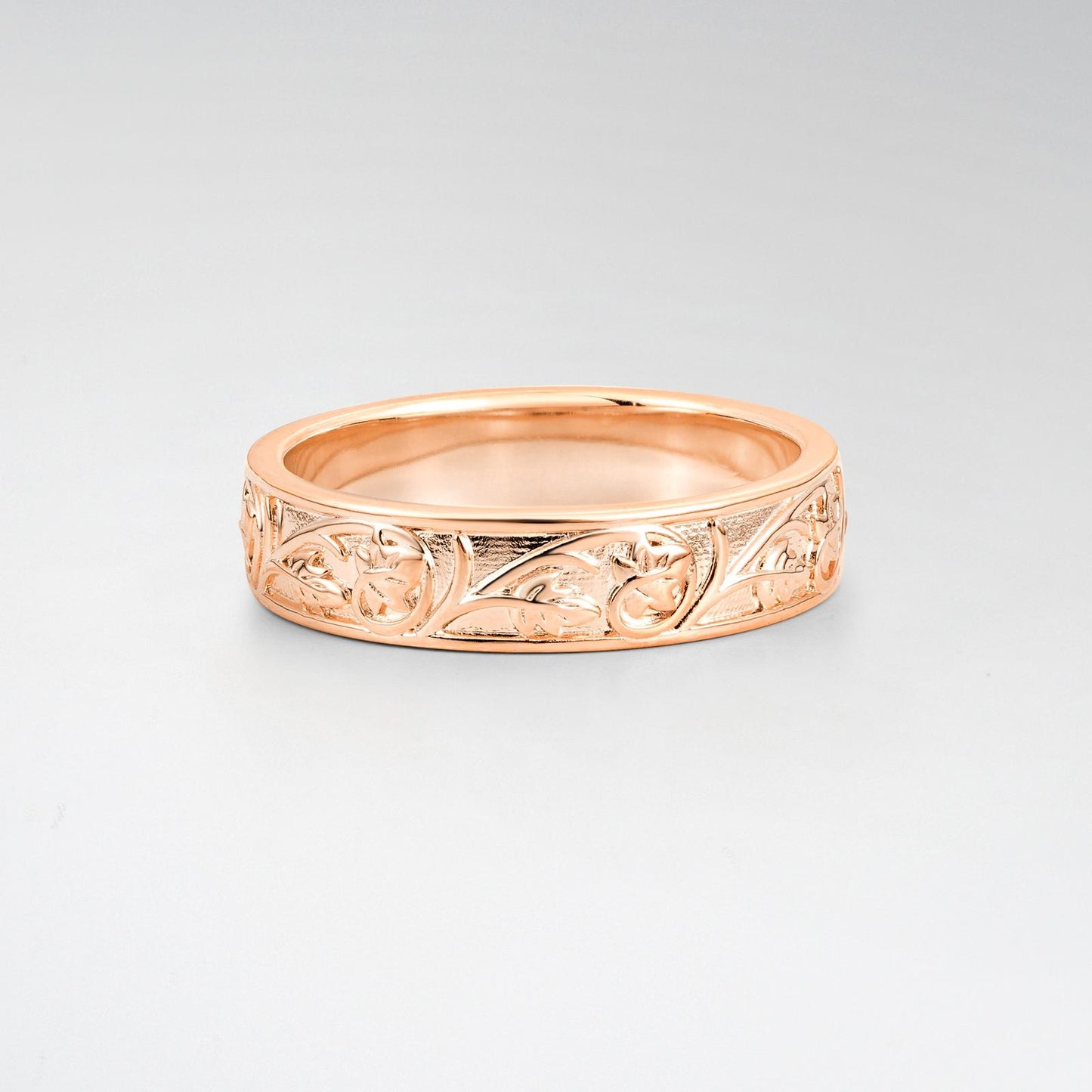 Vintage Floral Vine Engraved Men's Wedding Ring - product view4