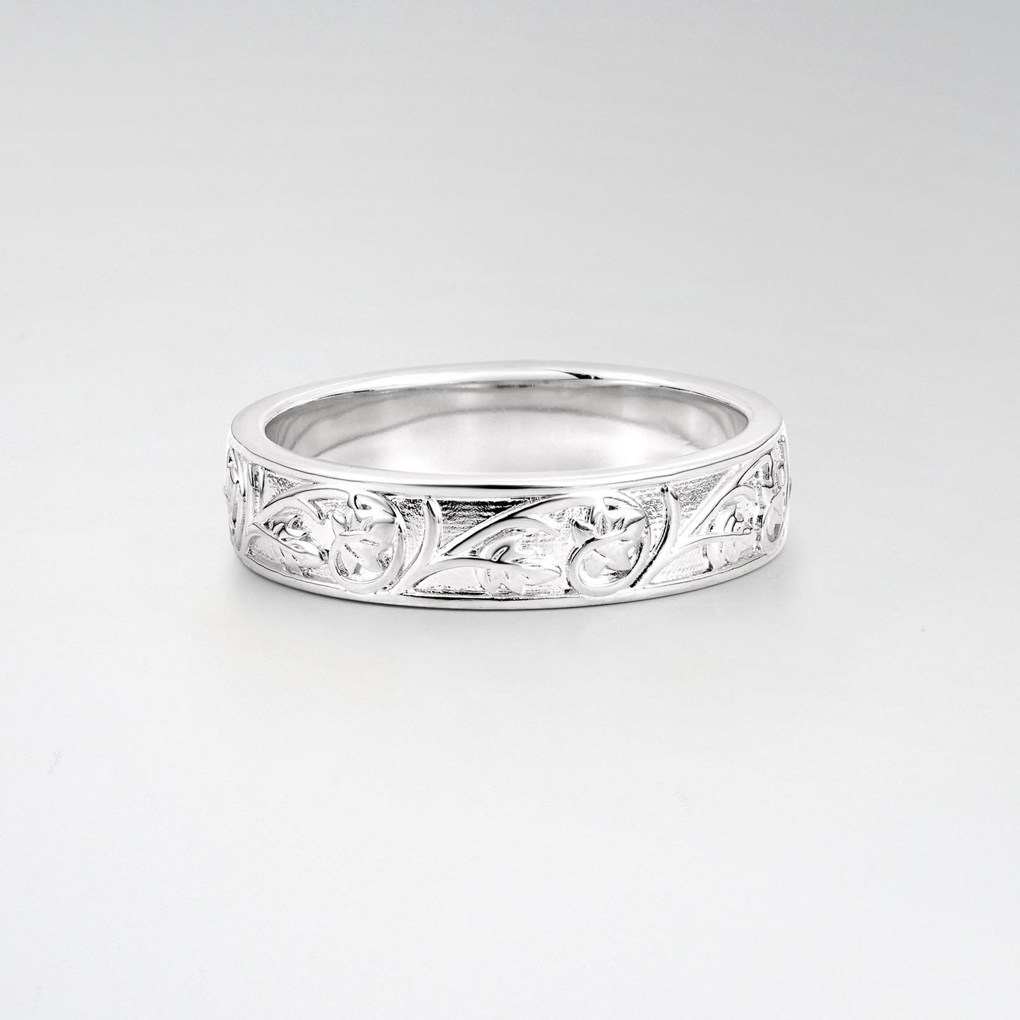 Vintage Floral Vine Engraved Men's Wedding Ring - product view5