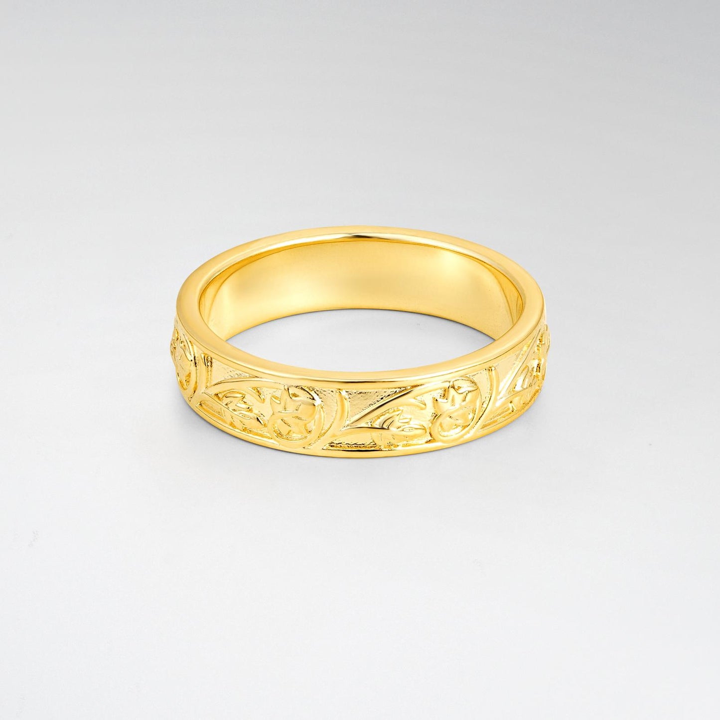Vintage Floral Vine Engraved Men's Wedding Ring - product view3